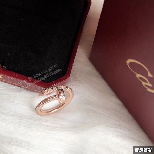Cartier首飾 高端定制進口s925純銀 卡地亞經典滿鑽釘子戒指  zgk1413